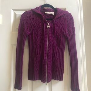DKNY Jeans Purple Knit Zip Up Hoodie